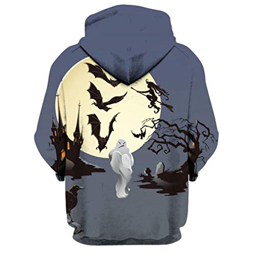 DEATU Halloween Shirts Clearance! Men Women Print Long Sleeve Halloween Couples Hoodies Top Blouse Shirts(Gray ,XL) - Thumbnail 4
