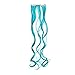 SWACC 7 Pcs Full Head Party Highlights Clip on in Hair Extensions Colored Hair Streak Synthetic Hairpieces (20-Inch Curly, Teal Blue)