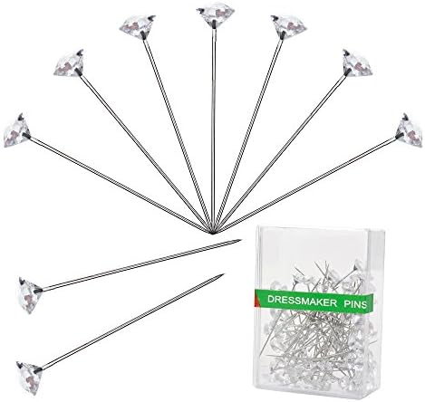 Flower Pins, Valar Dohaeris 120 Pieces 2 Inch Clear Wedding Bridal Corsages Crystal Pins Floral Bouquet Head Pins