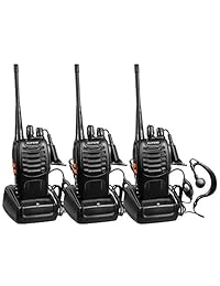 BaoFeng Radios bidireccionales recargables de largo alcance con auricular Paquete de 3 UHF 400-470 Mhz Walkie Talkies adultos Batería de ión de litio y cargador incluidos