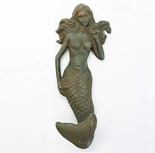 Sungmor Retro Type 7.28 Inch Heavy-Responsibility Wall-Mounted Mermaid Hook Backyard Statue Ornament | Premium Resin Indoor Outside Sculpture Wall Decor | Reward Concept for Households & Pals