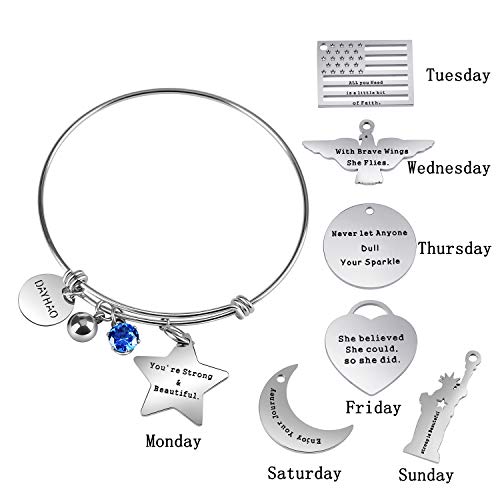 DAYHAO Inspirational Bracelet, Motivational Bracelets, Faith Bracelet with Creative Charms