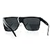 SA106 All Black Flat Top Mob Oversized Rectangular Sunglasses (Shiny Black)