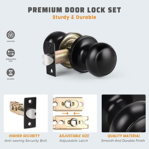 KNOBWELL 10 Pack Modern Door Knob Passage Door Knob, Black Closet Door