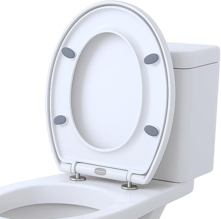 Harbour Housewares Soft Close Toilet Seat Oval White Duraplast Hinges