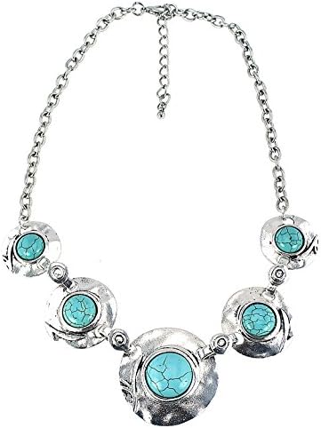 Round Graduated Semi Precious Reconstituted Turquoise Stones Necklace Set