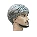 MELADY®(Free Cap Fashion Casual Grey Short Straight Synthetic Businessman Style Men Hair Replacement Wig