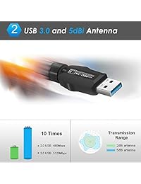 Adaptador inalámbrico USB WiFi Carantee   AC Dual Band (2,4 G 150 Mbps+5 G 433 Mbps USB WiFi Red Dongle Adaptador, compatible con Windows XP Vista 7 8 8,1 10 (32 64 bits) MAC OS