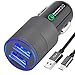 Rapid USB C Car Charger Adapter, Compatible for Samsung Galaxy S20 Plus/S20/S20 Ultra/S10+/S10/S10e/S9+/S9/S8, Note 10/Note 9/Note 8, 18w Dual-Port Quick Charge 3.0, Fast Charging Type C Cable 3.3FT