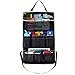 MoKo Multi-Pocket Car Backseat Organizer, Kick Mat Seat Back Protector, Foldable Travel Storage Bag Holder for Book/Bottle/Cool Beer/Tissue Box/Toys (Black & Beige)