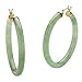 PalmBeach 10K Yellow Gold Round Genuine Green Jade Hoop Earrings (45mm)