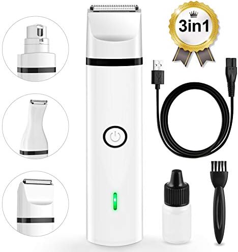 Dog Nail Grinder and Clippers, 3 in 1 Multi-Function Dog Hair Clippers Trimmer Pet Nail Grinder, 2 Speeds Portable Rechargeable Low Noise Dog Grooming Kit for Small Medium Large Dogs & Cats