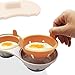 Microwave Egg Poacher BPA Free & Dishwasher Safe Dual Caves Poached Egg Maker Double Cups Egg Cooker Microwave Poached Egg Steamer Kitchen Gadget (Nordic Orange)