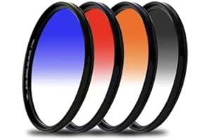 52MM Professional 4 Piece Gradual Color Filter Kit (Orange, Blue, Red, Grey) for Camera Camcorder Lens