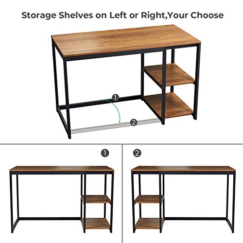 GreenForest Computer Desk 47 inch with Storage Space Home Office Work Desk with 2-Tier Shelves Modern PC Workstation… - Image 3