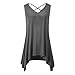 Solatin Women's Cross Front V Neck Tank Tops Summer Sleeveless Tunic Deep Grey 2XL