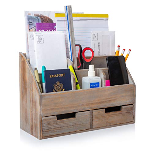 Besti Vintage Office Desk Organizer, Wooden Organizer for Desktop