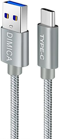 DIMICA Type C Cable, [6.6ft/Space Gray] Durable USB Type C Cable Fast Charging Nylon Braided Long Cord for LG G6 G5 V20, Samsung Galaxy S8/S8 Plus, Macbook 12, Google Pixel XL, Nexus 6P/5X