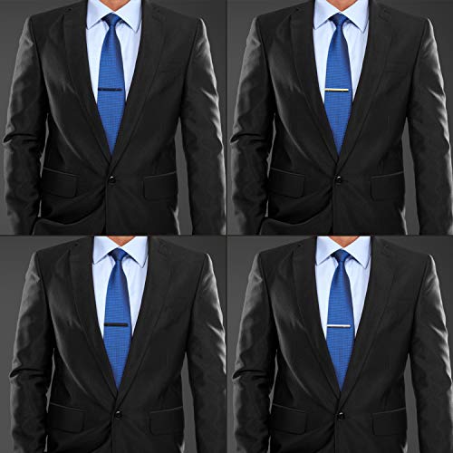 UHIBROS Mens Tie Clip Tie Bar Set for Regular Ties Silver Black Blue Gold Tone Luxury Gift Box Wedding Business Clips