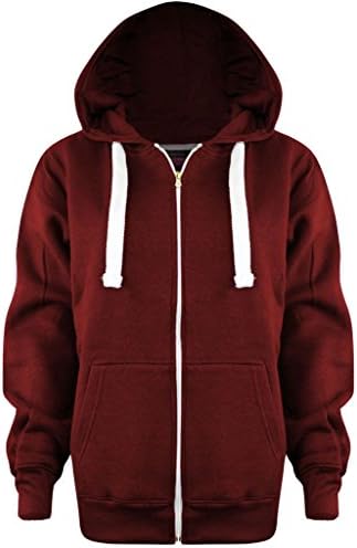 New Ladies Womens Plus Size All Colour Plain Zipped Hoodies UK Size 8-28