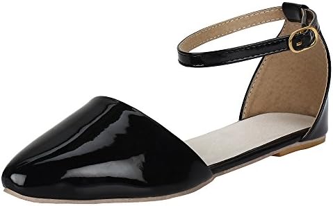 AUTHENTIC VOGUE Women's Ankle Strap Flat Black Sandal