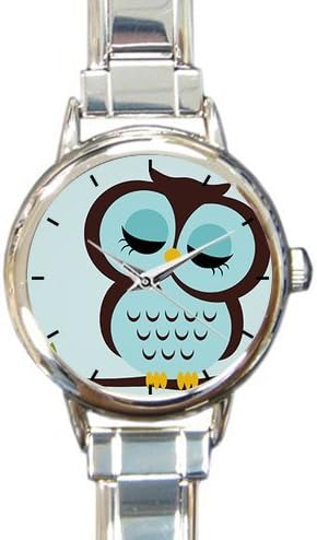Novelty Gift Cartoon Animal Style Abstract Owl Round Italian Charm Watch - 100% stainless steel