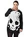 uxcell Lady Plus Size Skull Embellished Autumn Knitted Tee Shirt Black 3X