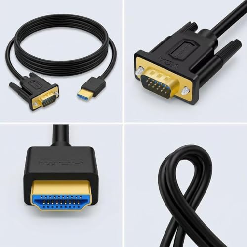 SHULIANCABLE HDMI to VGA Cable, Gold Plated Adapter Cable (Male to Male) Compatible with Laptop, PC, Monitor, Projector, HDTV (1M)