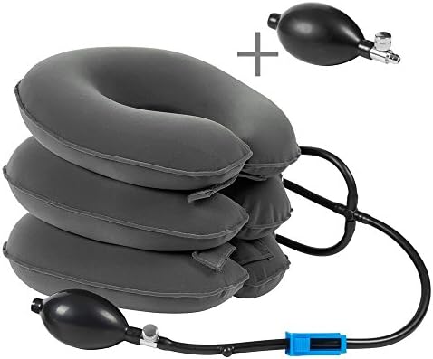 Upgraded Cervical Neck Traction Device， Inflatable & Adjustable Neck Stretcher Collar Pillow for Home Traction Spine Alignment，Effective and Instant Relief for Chronic Neck & Head Pain