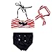 Baby Girls 3 Pcs Swimwear Striped Halter Bow Top+Bottom+Headband Swimsuit (1-2T, Deep Blue)