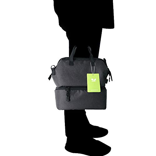 Insulated Lunch Bag F40C4TMP Tote Soft Cooler Box Dual Compartment, For Women Men Adult Office Work Warm Cold Gray - Thumbnail 7