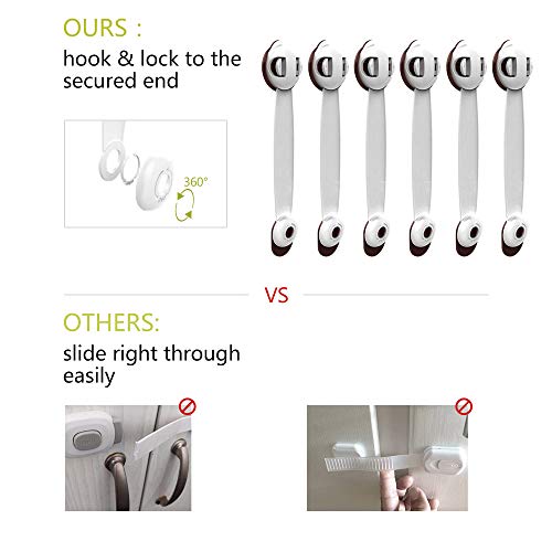 Cabinet Locks Child Safety Latches Baby Proofing Drawers Adhesive Lock no Drill Childproof Latch for Dresser, Fridge, Refrigerator, Freezer, Closet, Trash, Cupboard