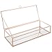 MyGift Rose Gold Metal & Glass Mirrored Jewelry Display Box with Hinged Top Lid