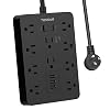 Surge Protector with USB, TESSAN Power Strip Flat Plug with 10 Widely Spaced AC Outlets and 3 Charging Ports, 1875W 15A…