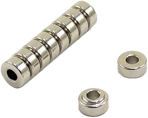 FIRST4MAGNETS SP834R-10 8.16mm O.D. x 3.5mm I.D. x 4.3mm Thick N50 Neodymium Ring Magnet C/w 6mm Dia x 0.8mm Outer Step-1.2kg Pull (Pack of 10)