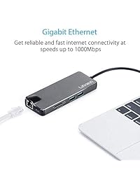 LINKWIN USB C Hub, 8 in 1 USB C Adapter with Gigabit Ethernet Port, PD Type C Charging Port, 4K HDMI, VGA, SD TF Card Reader, 2 USB 3.0 Ports Compatible for MacBook, ChromeBook More