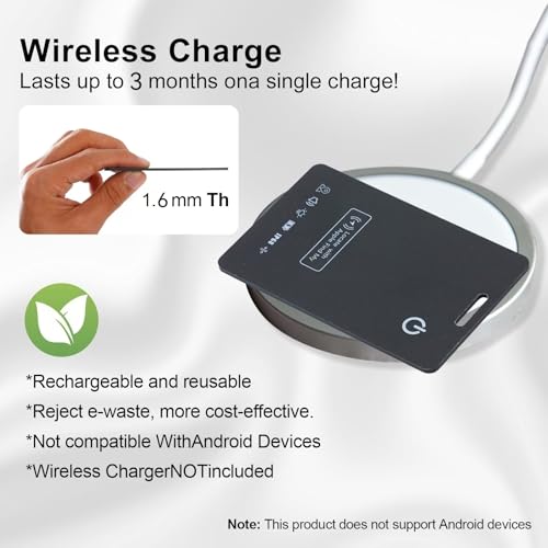 [Apple MFi Certified] LBPRT Airtag Card Rechargeable Wallet Tracker Thin 1.6mm 4 Pack, Smart Air Tag Work with Apple Find My (iOS Only, Android not Supported), Item Finder Locator for Luggage Suitcase