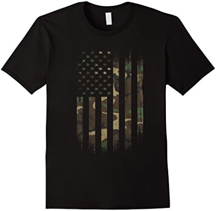 Mens US Army Camo American Flag Tshirt Medium Black