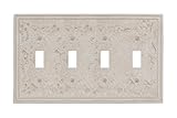 Amertac 8349T4A 4 Toggle Faux Stone Wallplate, Almond