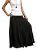 Women's Plus Size Long Maxi Pleated Skirt with Elastic Waist One Size Fits Most. Black