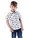 Abolai Boys' Short Sleeve One Pocket Dinosaur Pattern Woven Shirt White 130