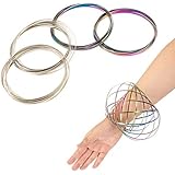 Cosweet 4 Packs Magic Flow Rings, Kinetic Arm Slinky Toys, Interactive 3D Spring Fidget Bracelet for Kids Adults