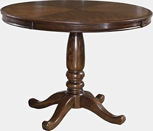 Amazon Com Wood Dining Table Pedestal Base Dining Table Rich Brown Cherry Tables