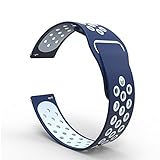 20mm Quick Release Breathable Watch Band Compatible with Garmin Vivoactive 3/Samsung Gear Sport/Ticwatch 2/Ticwatch E/Samsung Gear S2 Classic Watch, One Size, Navy/White