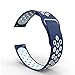 20mm Quick Release Breathable Watch Band Compatible with Garmin Vivoactive 3/Samsung Gear Sport/Ticwatch 2/Ticwatch E/Samsung Gear S2 Classic Watch, One Size, Navy/White