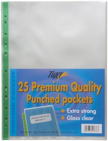 100 A4 Premium Quality Punched Pockets Strong Plastic Clear File Document Wallet