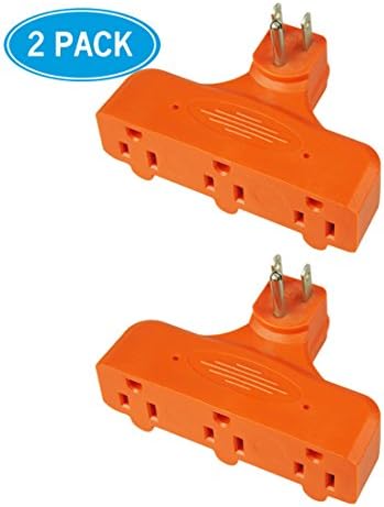 HomeHopes Power Socket Outlet Adapter Plug, Flat-shaped(2 PK,Orange)