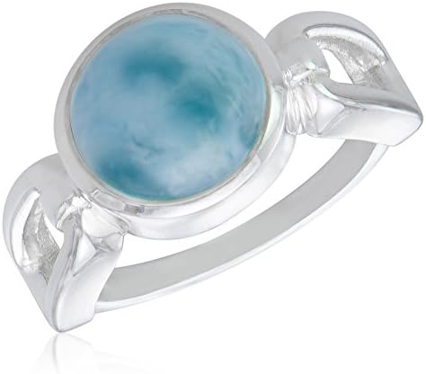 Women's Blue Infinity Sterling Silver Round Bezel Set Larimar Ring