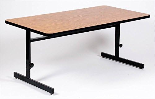 Adjustable Height Computer Station Table (24 in. x 36 in./Med Oak)