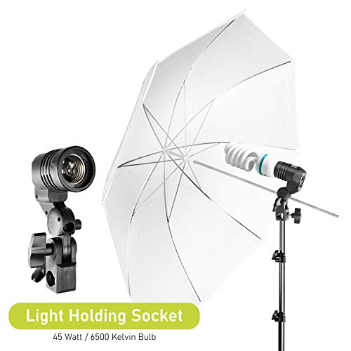 Julius Studio 660W Photo, Video, Portrait Photography Studio Day Light Umbrella Reflector Continuous Lighting Kit with Bulb Socket, Carry Bag, Velcro Cable Strap Tie, JSAG1 - Thumbnail 2